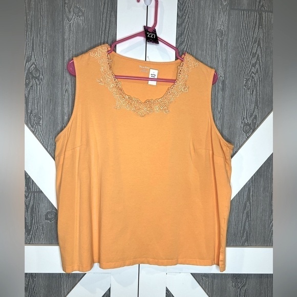 TanJay Tops - B4.10. Tanjay Tank Top with Lace Neckline Orange 1X